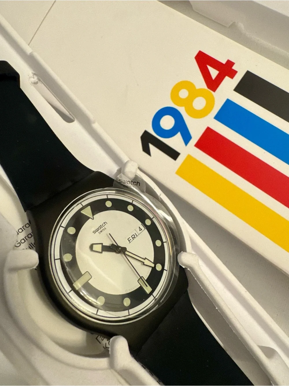 Swatch 1984 Reissue Watch, Black Diver, Waterproof, Bio-Sourced Material - NIB
